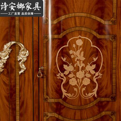 奢华欧式卧室家具 实木纯手工雕花 储物柜 四门衣柜