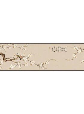 酒店民宿新中式卧室床头装饰画宾馆客房挂画客厅茶室横幅背景墙画