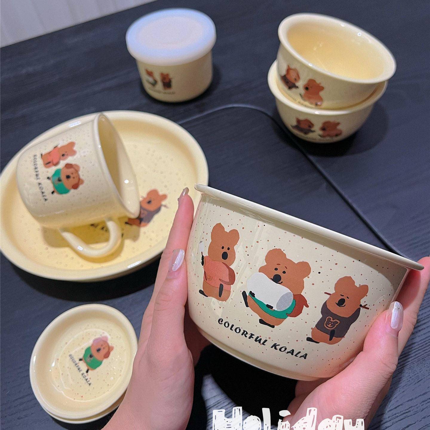 Cute Koala Series Ceramic Breakfast Tableware Mug - 实物图