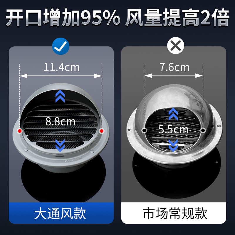 米黄排气扇外墙罩防雨排风出风口通风口盖罩透气帽304不锈钢风帽