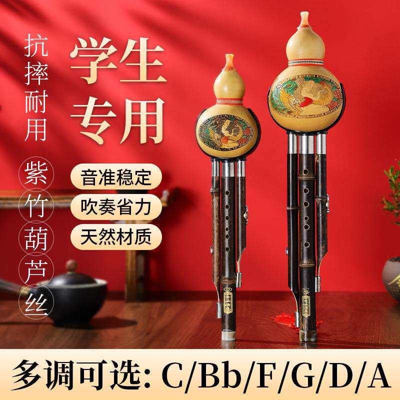 天然紫竹葫芦丝乐器c调小学生降b调初学专业演奏型儿童专用七孔