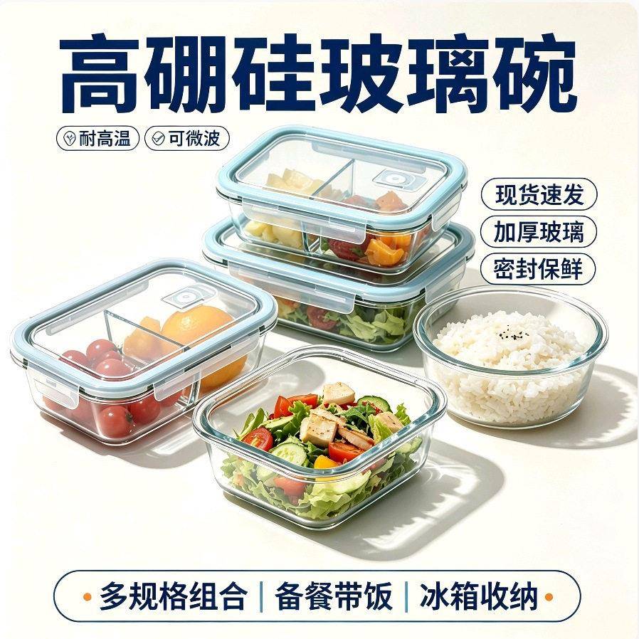 保温饭盒2026新款上班族耐高温高硼硅玻璃可烤箱微波炉玻璃保鲜盒