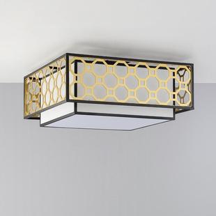 古典中式简约设计师酒店展厅茶坊卧室客厅书房个性铁艺方形吸顶灯