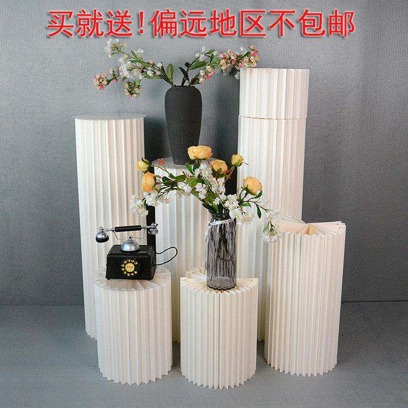 婚庆婚礼道具罗马柱路引折纸珠光纸圆柱甜品台展示架舞台花艺装饰