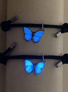 2 PCS/Set Butterfly Couples Pendant Luminous Bracelet For Wo
