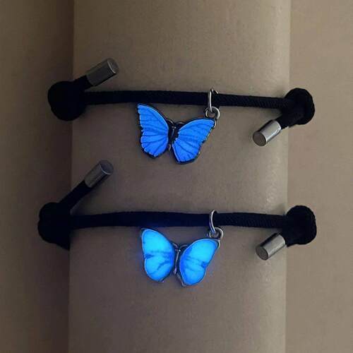 2 PCS/Set Butterfly Couples Pendant Luminous Bracelet For Wo