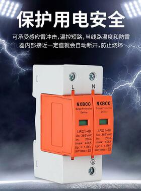 家用浪涌保器4P护20K40KA60KA8A0a100KA 避k4P20KA40雷器2P电涌保