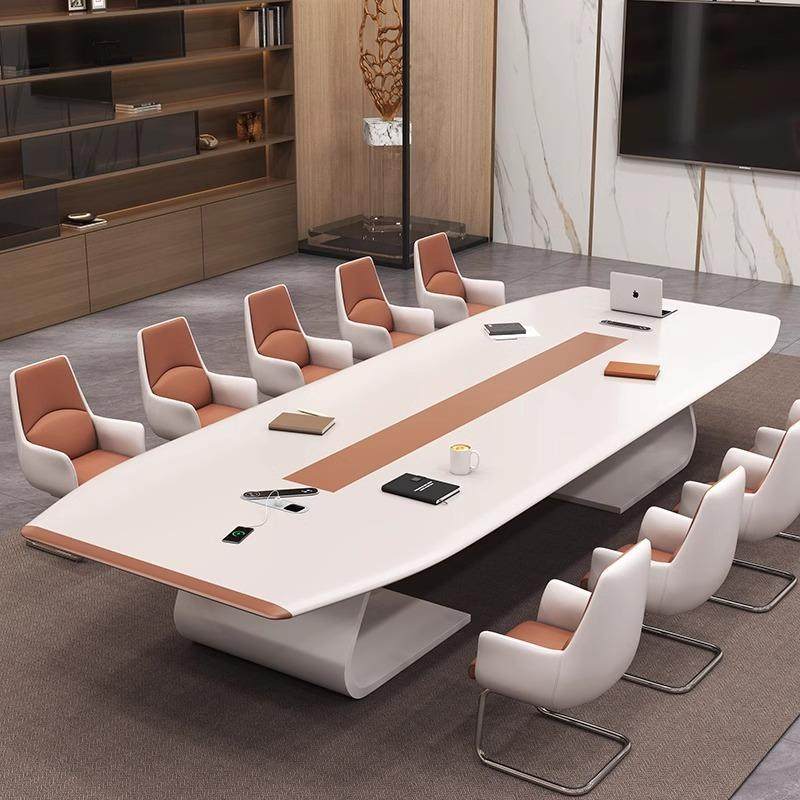 轻奢烤漆会议桌长桌简约现代时尚洽谈桌多人开会议桌会议室桌椅