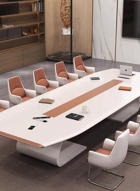轻奢烤漆会议桌长桌简约现代时尚洽谈桌多人开会议桌会议室桌椅