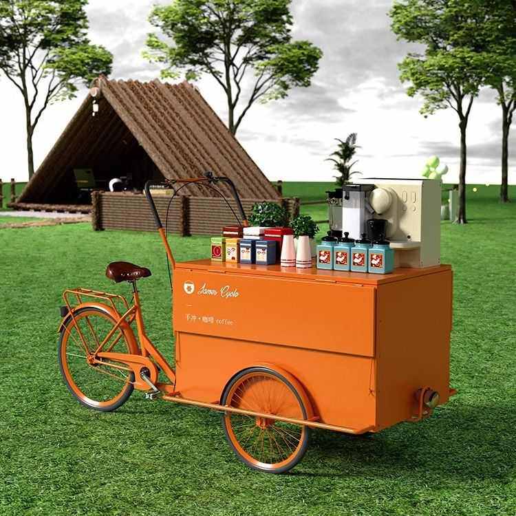 小吃车摆摊夜市摆摊三轮推车带伞可移动花车商场地摊卖货咖啡车