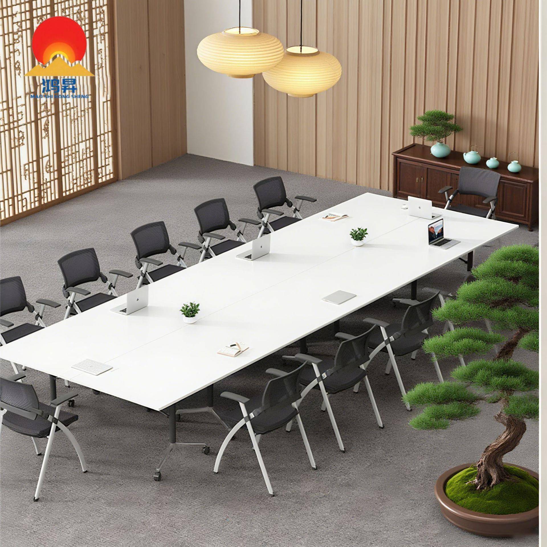 折叠会议桌培训桌椅子书桌可移动拼接展示台直播桌办公桌长条课桌