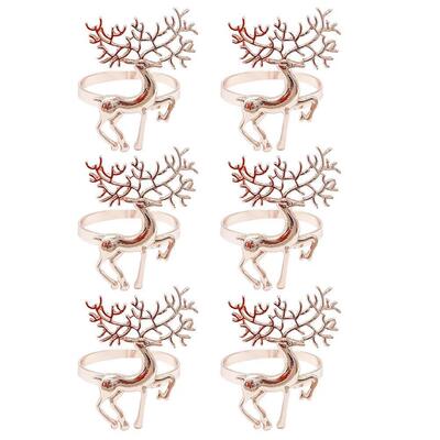 6Pcs Christmas Napkin Rings Alloy Deer Decorative Napkin Hol