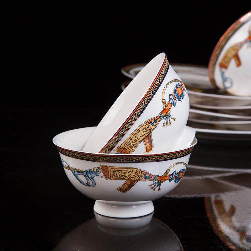 爱马高颜值家用餐具散件套装陶瓷碗盘子碟子大汤碗西餐盘牛排盘