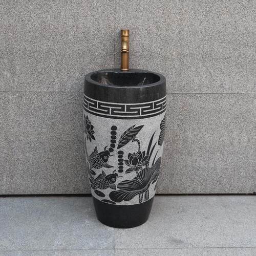 户外洗手盆立柱盆庭院洗脸盆花园石头水槽景区公园网红台盆卫生间