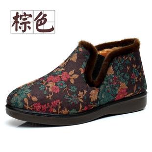 高档老京冬季女，用丝绒奶鞋中北老年妈妈棉鞋，防滑增厚奶软底