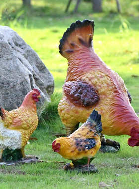 户外园林景观公园雕塑工艺品仿真公鸡母鸡动物摆件花园庭院子装饰