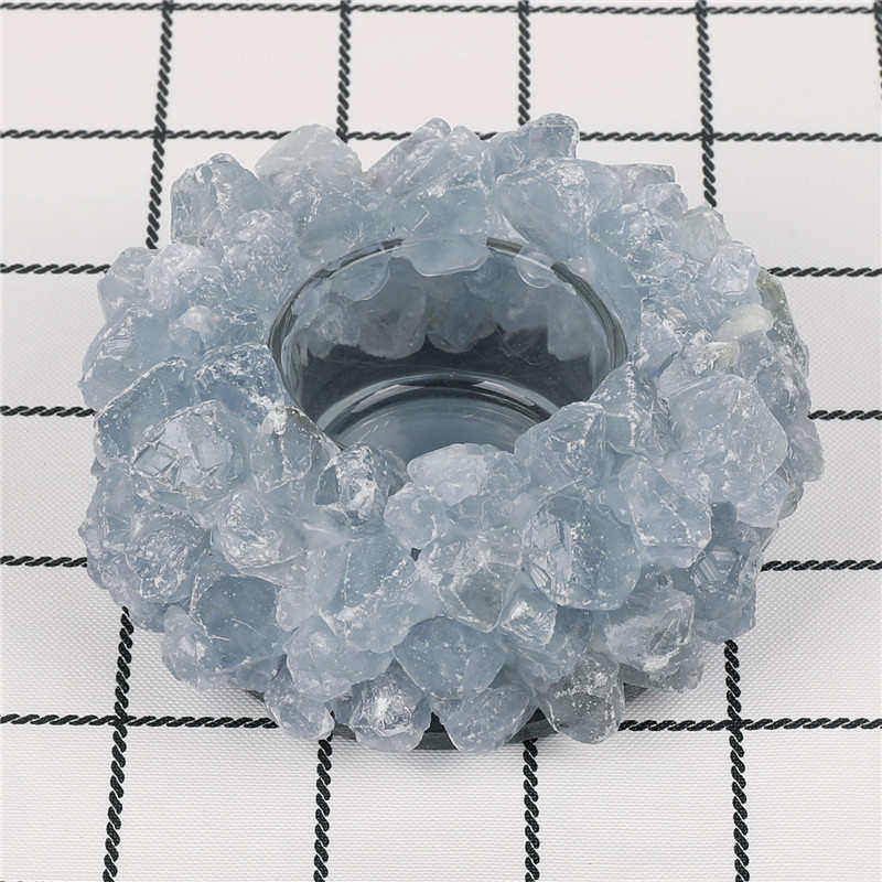 货源欧美天然蓝晶石烛台欧式婚庆烛台摆件家居客厅软装工艺品