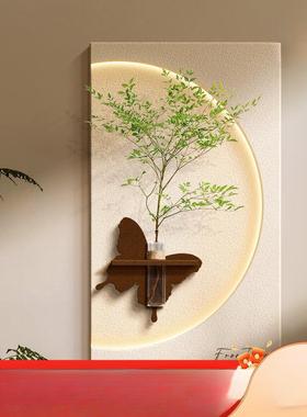 奶油客厅户饰画创意水培绿装植灯光画AL100187玄关挂画入正对门壁