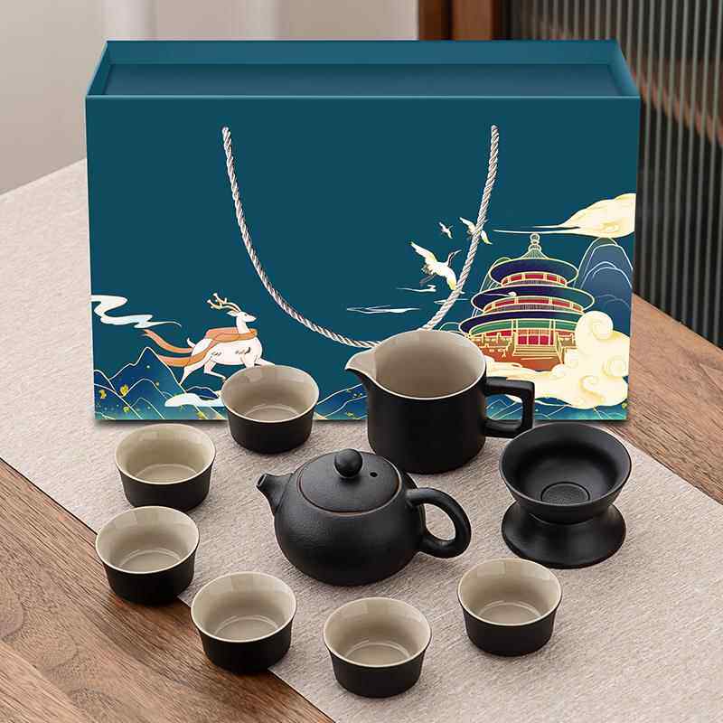 正品豪峰套黑套陶功夫具套装家整用组合装茶茶盘储水干泡盘送礼伴