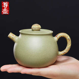 尊壶宜兴纯全手工紫砂壶名家正宗豆青砂绞泥泡茶单壶功夫茶具套装