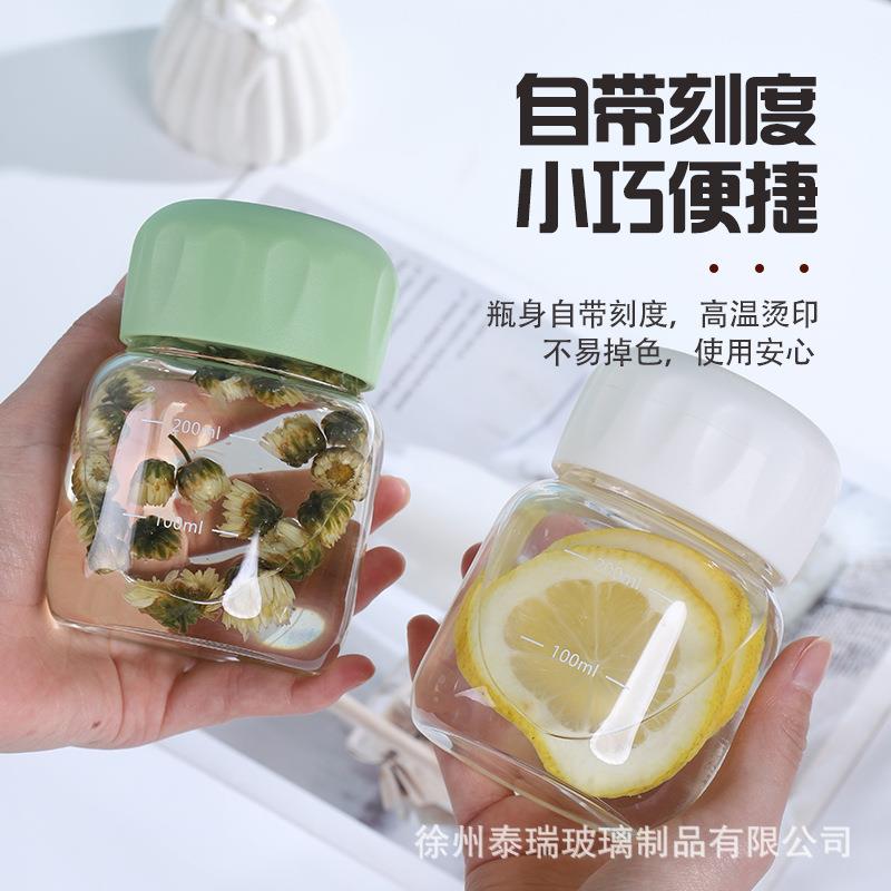 小胖杯耐高温高硼硅玻璃水杯圆形便携带盖胖胖杯迷你燕麦杯