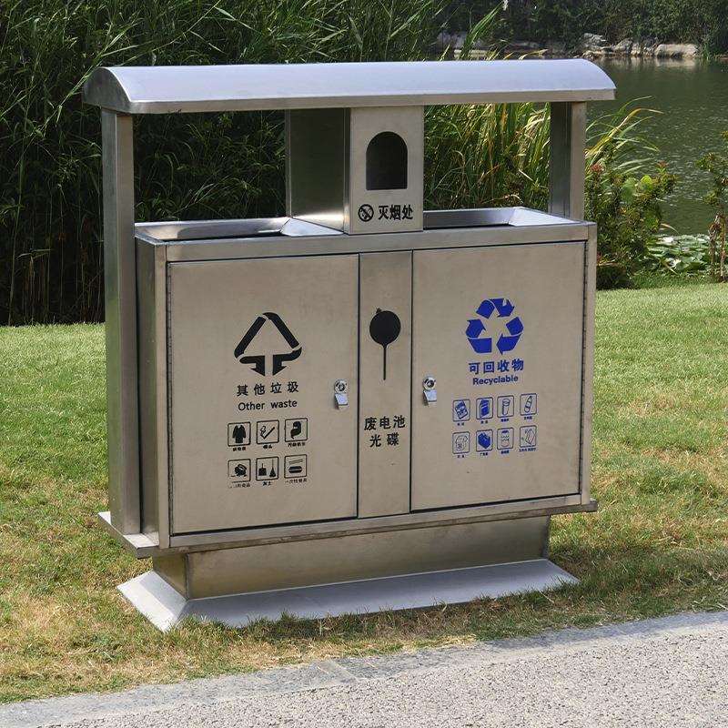户外不锈钢环卫垃圾桶 公园景区街道废弃物分类箱 垃圾桶厂家