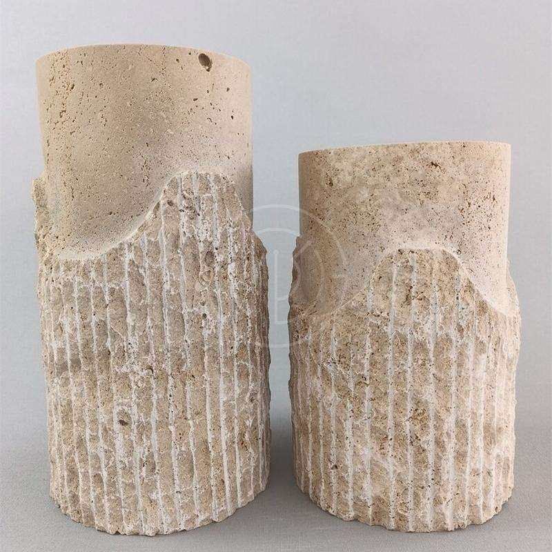 天然洞石雕塑展示台底座圆柱家居客厅落地摆件装饰花架艺术品装置