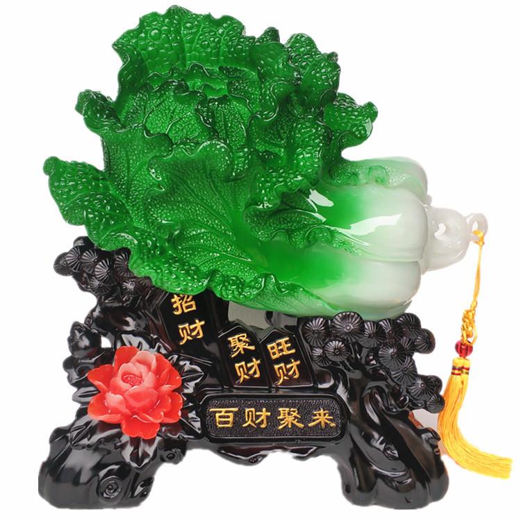 八方来财特大玉白菜百财如意树脂工艺品摆件家居开业装饰礼品