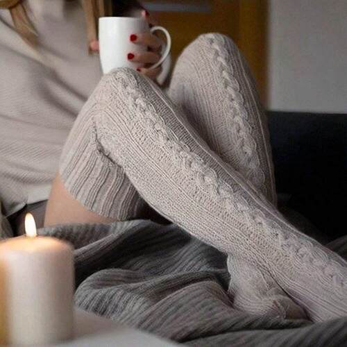 Thick Knit Warm Leggings Over-The-Knee Socks Women Fall