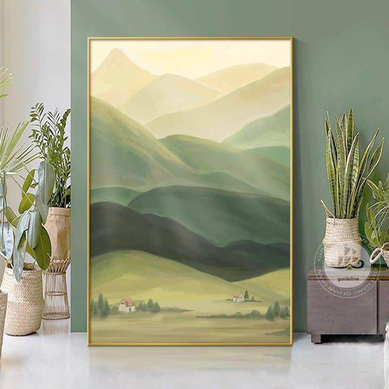 现代简约客厅装饰画青山绿水风景沙发背景墙落地画高级感单幅挂画