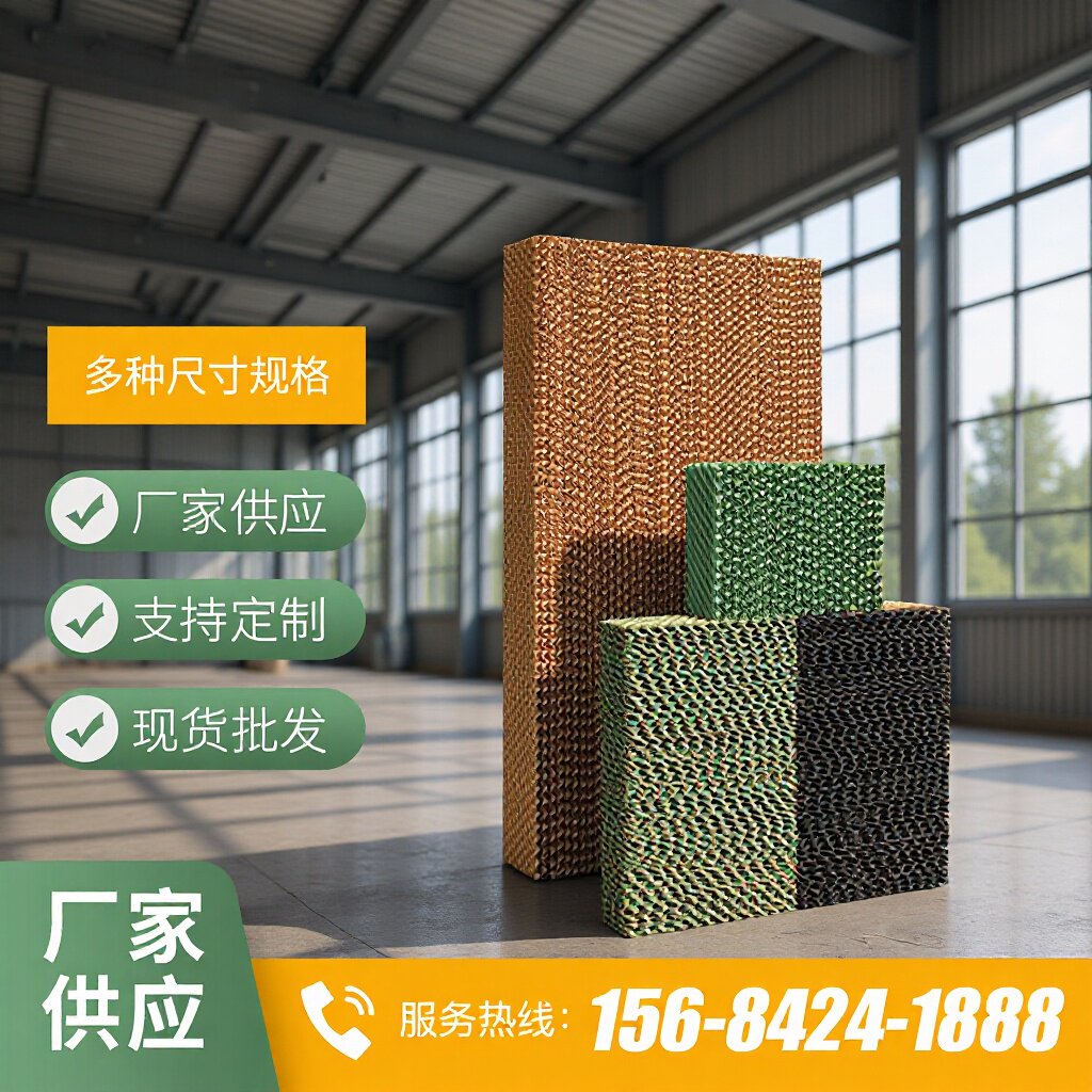 厂家订置湿帘水帘纸芯湿帘墙水帘墙蜂窝型水帘负压风机水帘纸芯
