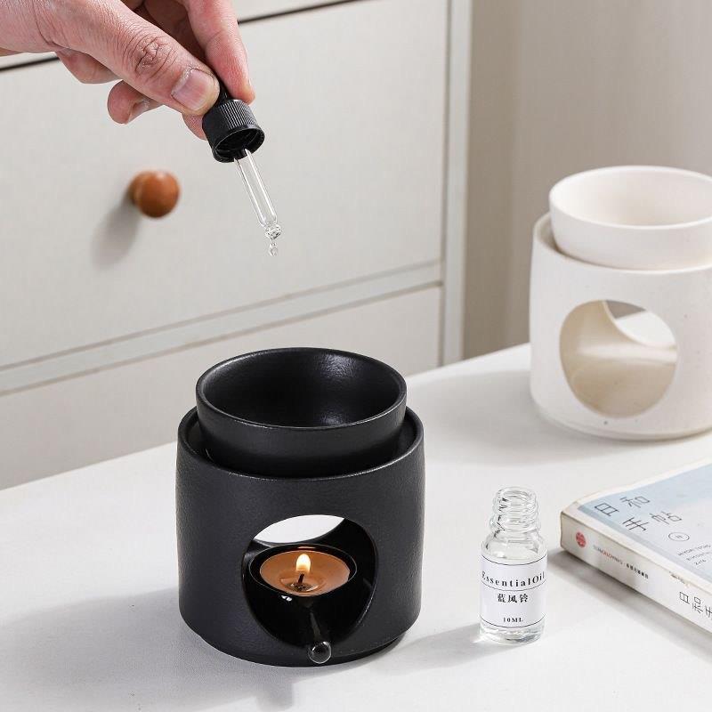 陶瓷两件式简约设计香薰灯蜡烛精油炉烤茶器美容院按摩精油加热器