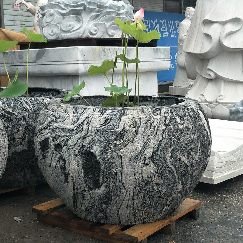 石雕泰山石鱼缸 新款雪浪石鱼缸花缸现货销售 庭院园林鱼缸制做