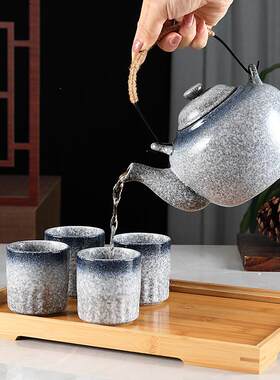 日式和风陶瓷茶壶雪花手绘茶具下午茶具韩式茶杯茶壶花草茶具套装