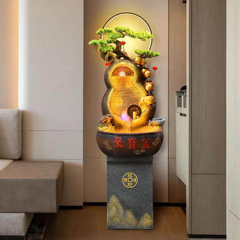 葫芦流水生轮财摆件循环风水客ZGE厅型落地现代轻奢送办大公室开
