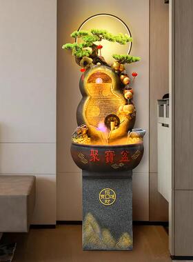 葫芦流水生财室件摆循环风水轮客厅大型落地现代奢轻SCM办公开业