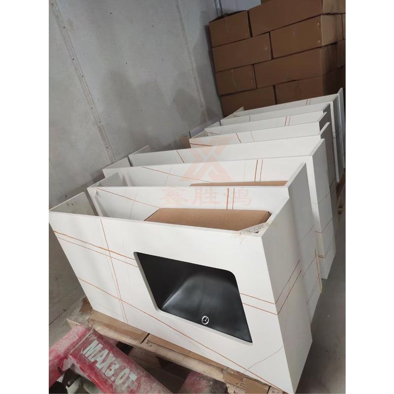 现货仿天然大理石纹阳台柜台面微晶石按图加工公共厕所洗手台