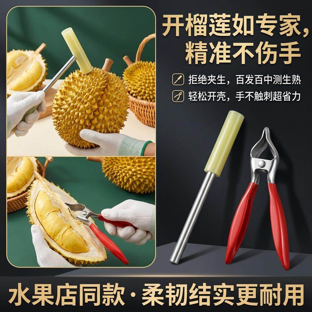 开榴莲神器验果棒榴莲棒榴莲敲棍开榴莲工具夹子钳子开口器开果器
