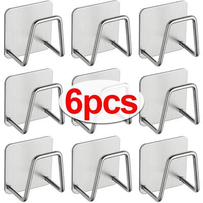 1-6pcs Kitchen Stainless Steel Sink Sponges Holder Self Adhe