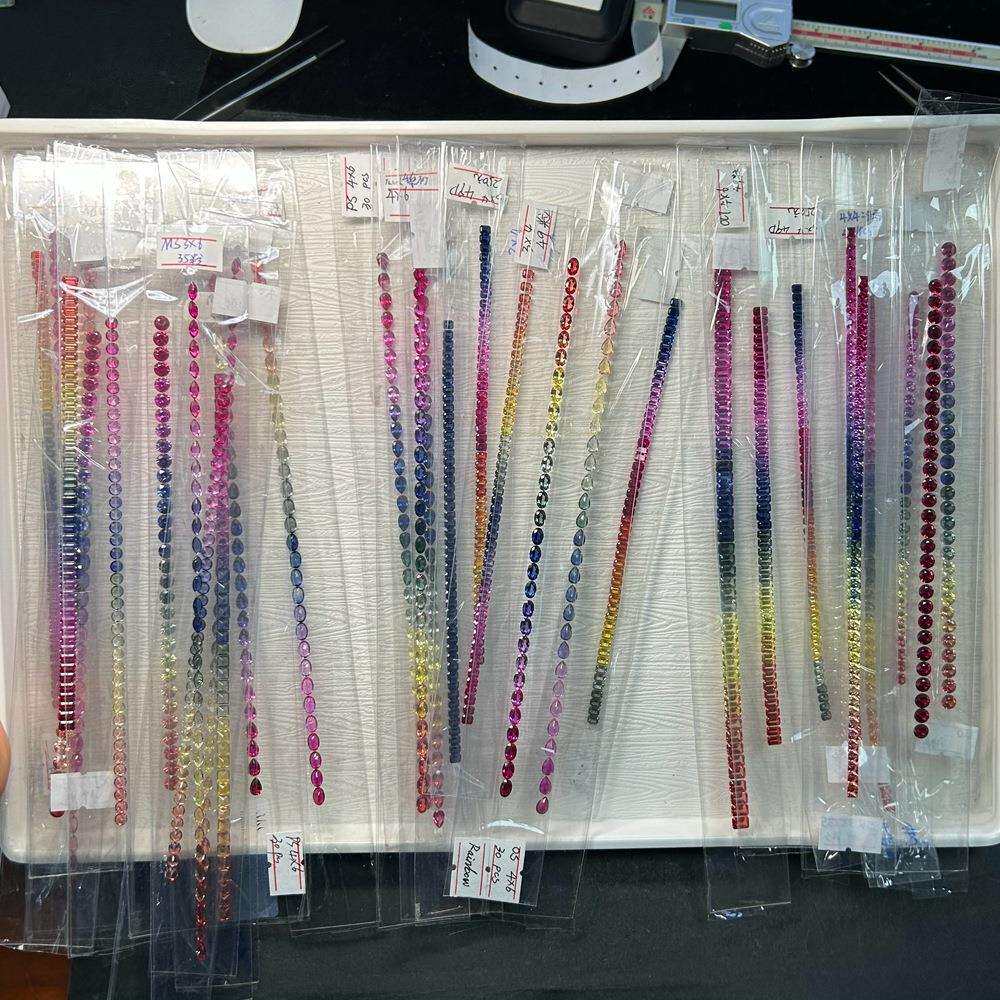 梧州宝石现货2x2正方彩虹系列蓝宝石公主方小八角彩虹蓝宝石裸石