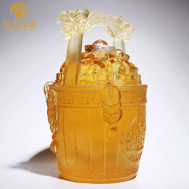 公司饭店开业礼品收银台桌面琉璃一桶金摆件开店装饰工艺品聚宝盆,家居饰品,装饰摆件,淘宝优惠券,粉丝福利购,淘宝优惠卷