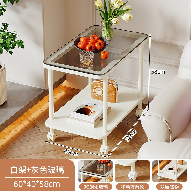 速发可移动茶几小户型客厅家用沙发边几边柜小推车桌子置物架床头