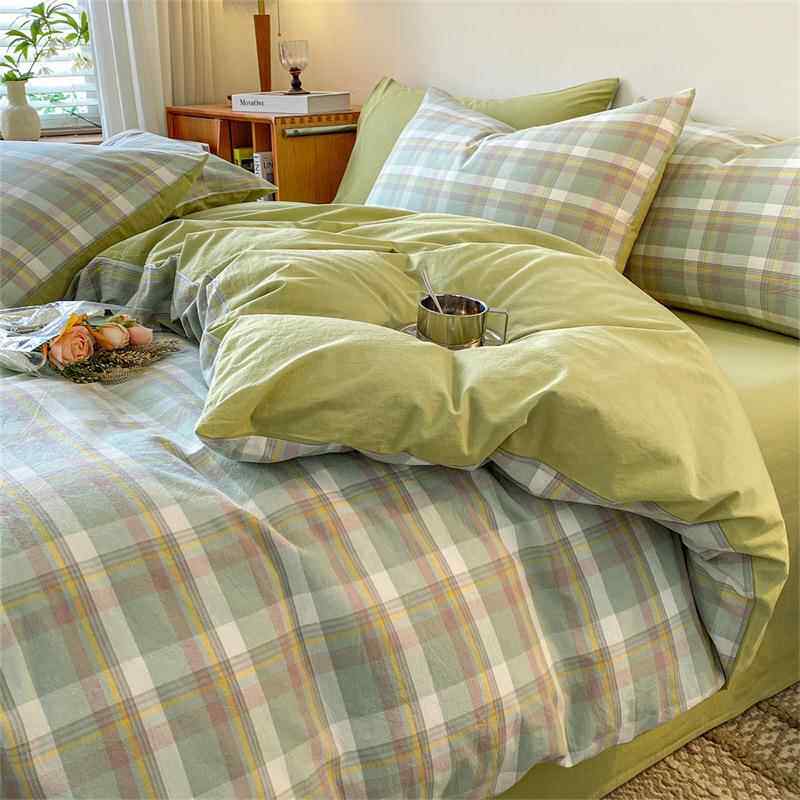 m式类纯棉枕套一对a色织水洗棉全棉枕头套48x日7IRB4c单人枕芯套