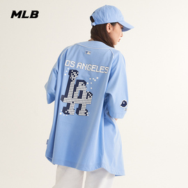 mlb男女情侣棒球服刺绣，logo贴标印花t恤外套潮夏季bs002