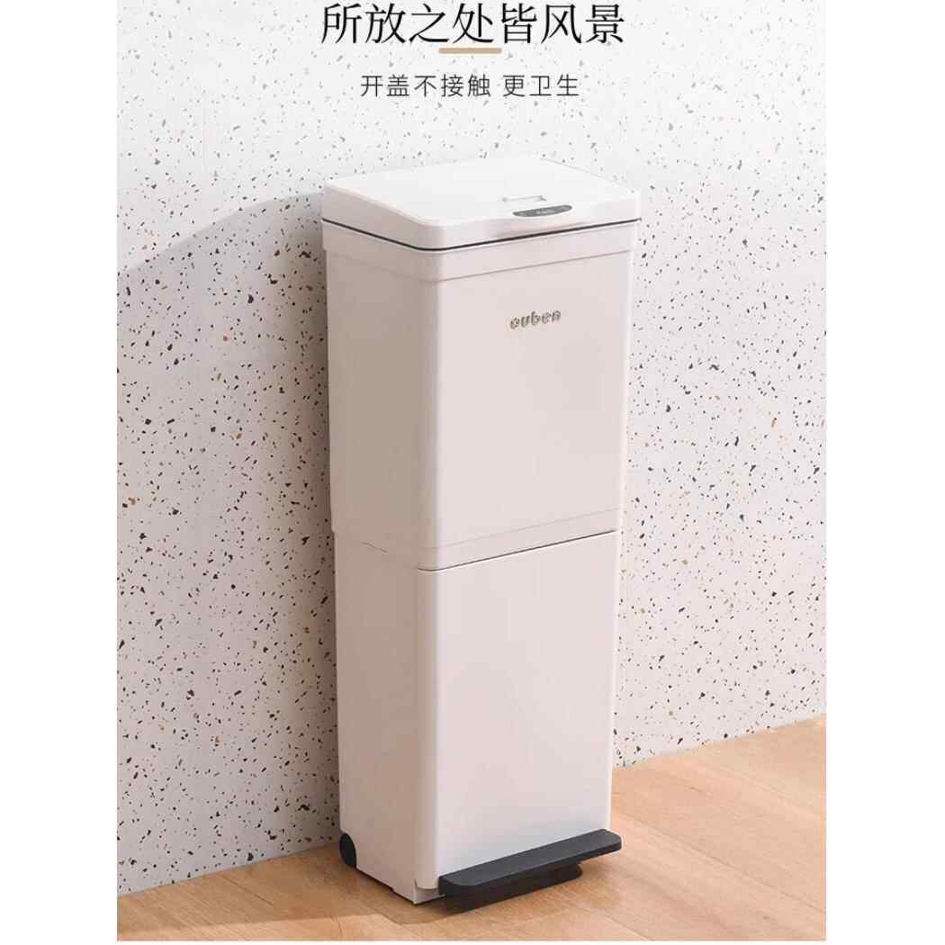 感应分类垃圾桶，无弯曲，双层厨房踏板，大型欧式智能双桶带盖，