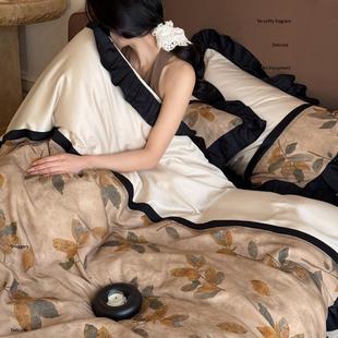 法式 复古风亲肤全棉四件套公主100支纯棉被套少女床单床上用品