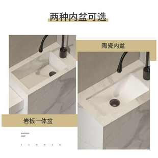 极窄扁长形岩板立柱盆小洗手盆台一体落地洗脸盆角落转角阳台水池