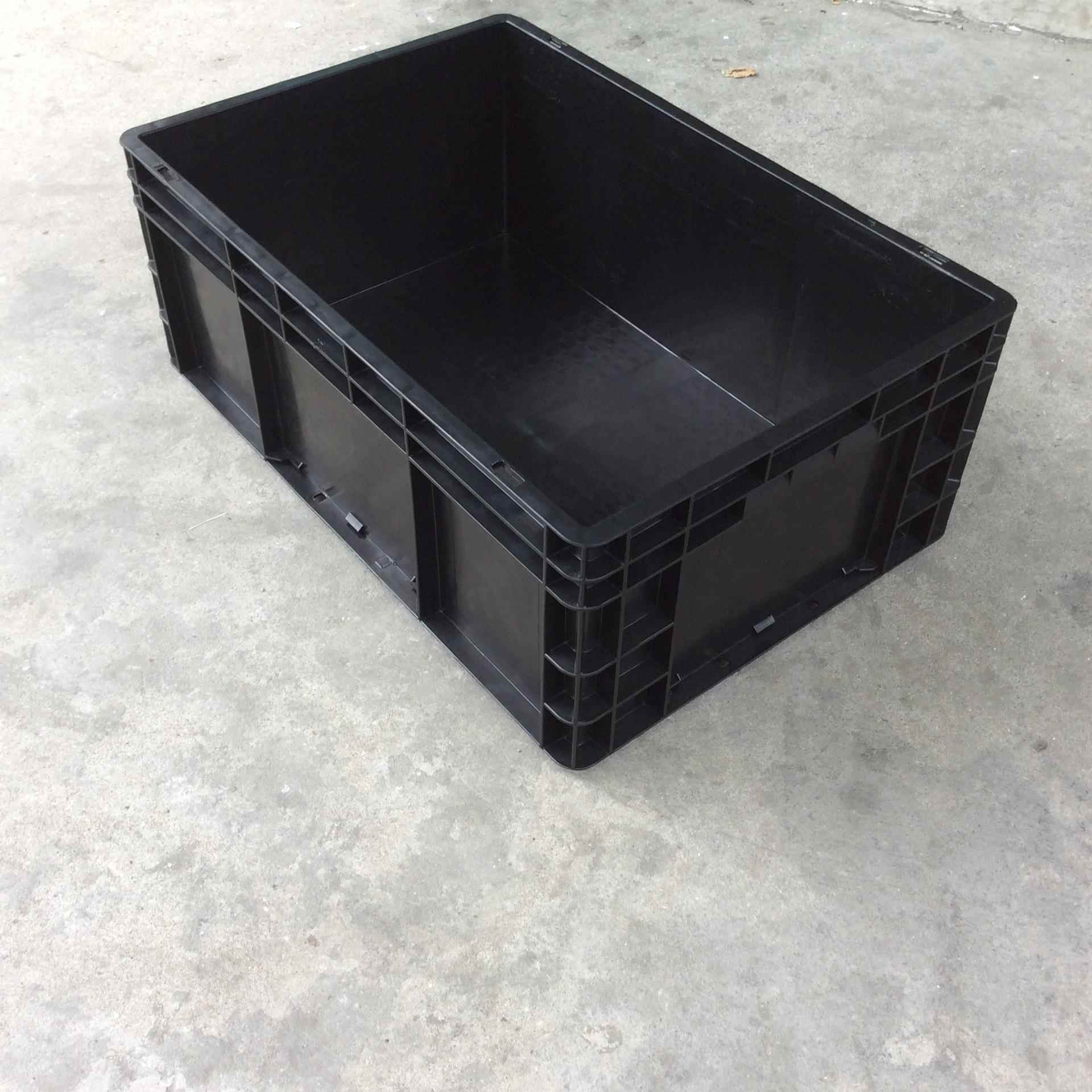 EU黑色防静电塑料周转箱储物物料电子配件箱盖塑胶筐