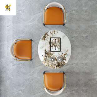 茶桌椅组合轻奢岩板阳台可移动小型家用泡茶台现代简约圆形喝茶桌