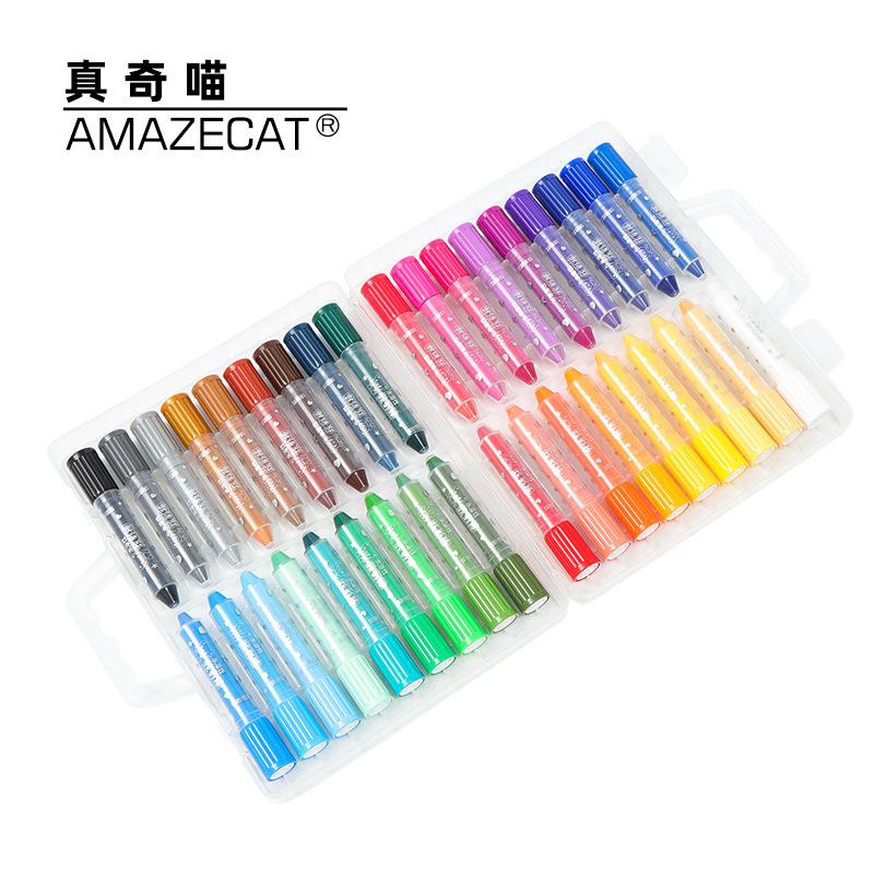 12色炫彩棒36色水溶性旋转画笔蜡笔油画棒儿童套盒棒学生文具